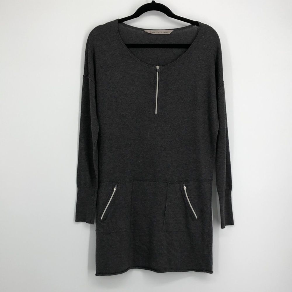 ATHLETA Azalia 1/4 Zip Knit Sweater Dress Gray XS